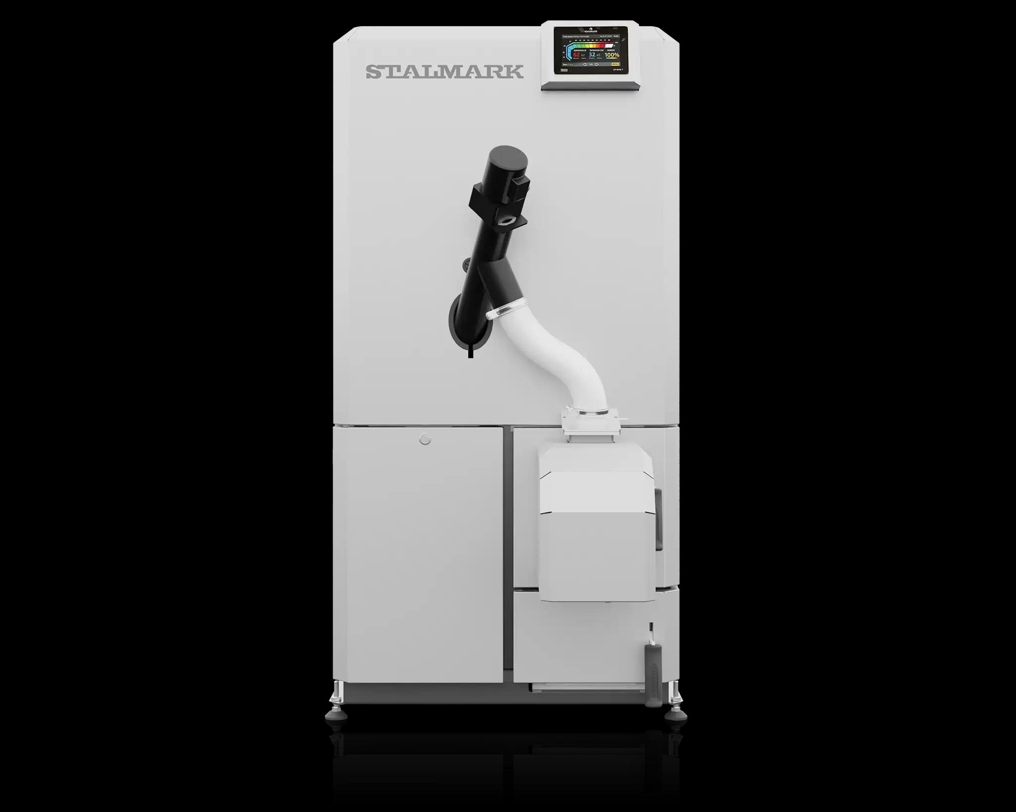 przód kompatkowy kocioł na pellet Eko Box II z podajnikiem pelletu i certyfikatem 5 klasy - alternatywa dla pieca CO