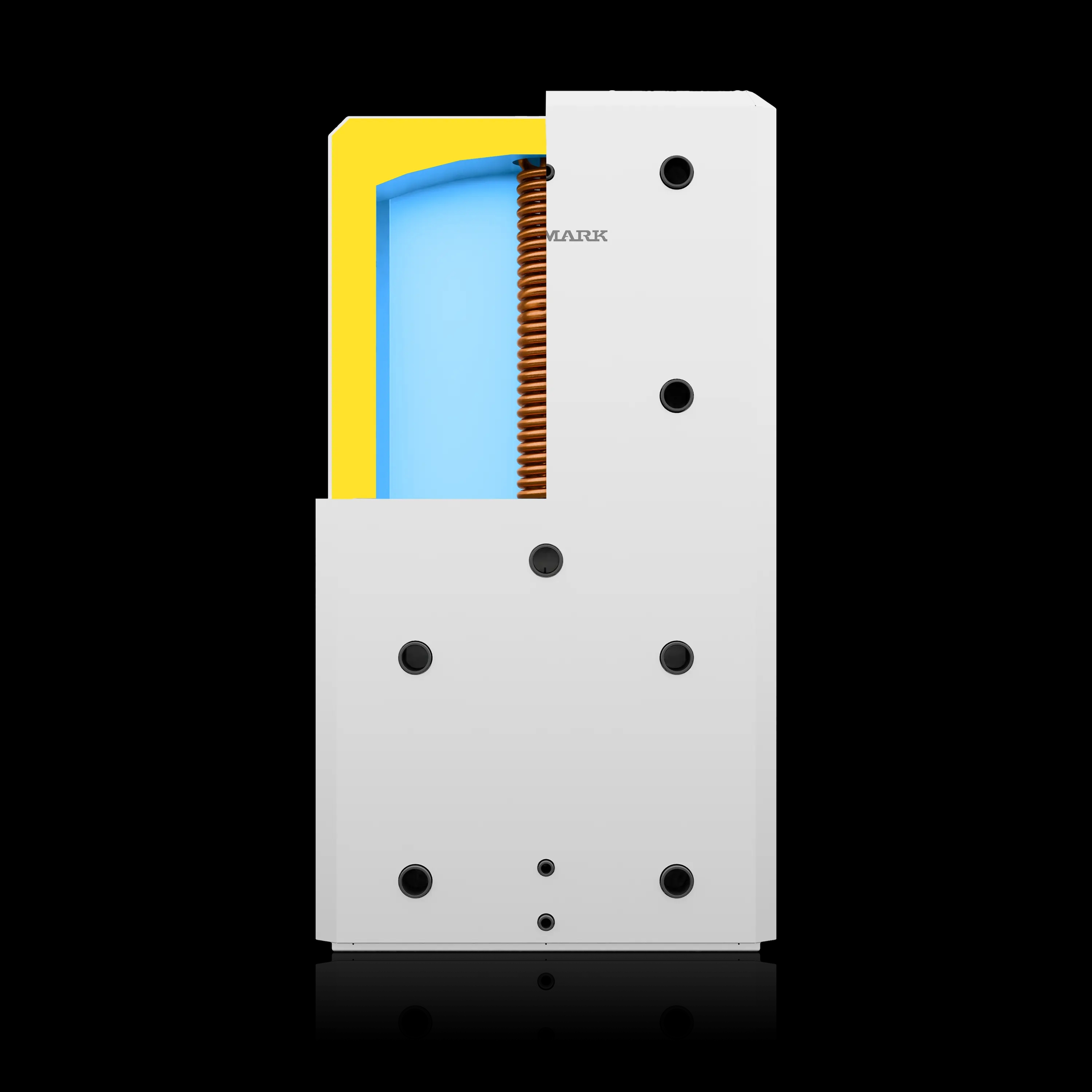 Przekrój Bufora Ciepła Stojącego Stalmark wyposażonego w wężownicę CWU